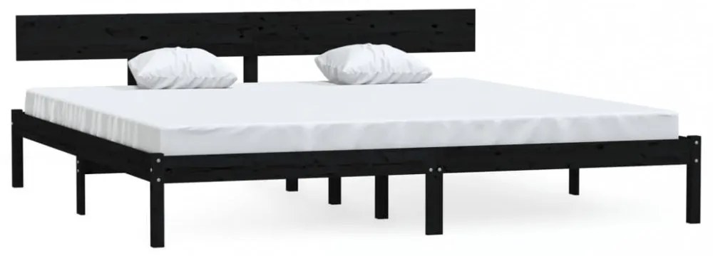 Super King fekete tömör fenyőfa ágykeret 180 x 200 cm