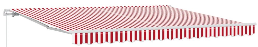 Kézi Behúzható Napellenző Piros és Fehér Csíkos 400x300 cm