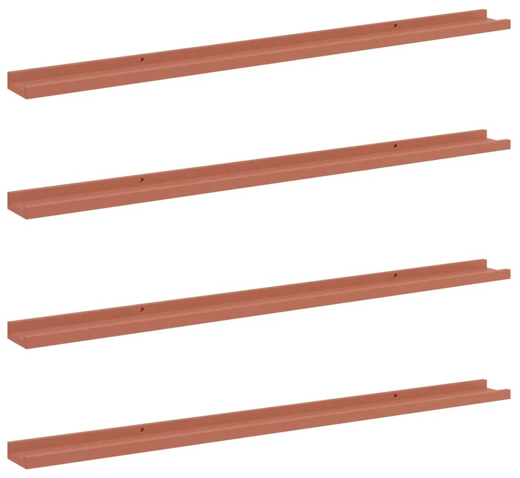 Falpolc polcokkal tárolóval 4 pcs Piros 115 x 9 x 3 cm Faanyag