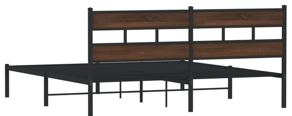 barna tölgy színű fejtámlás ágykeret matrac nélkül 183 x 213 cm