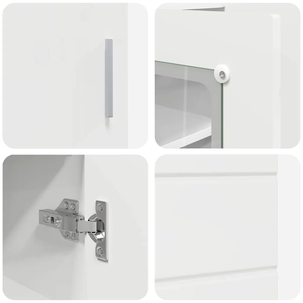 Széf polcokkal Magasfényű fehér 55.5 x 29 x 100 cm Faanyag