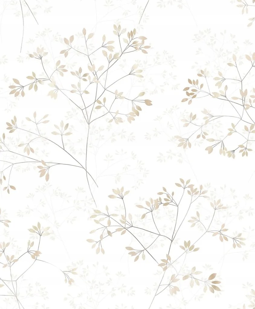 Fehér Tapéta Bézs Kis Virágok Akvarell Stílus Rusztikus Tapéta