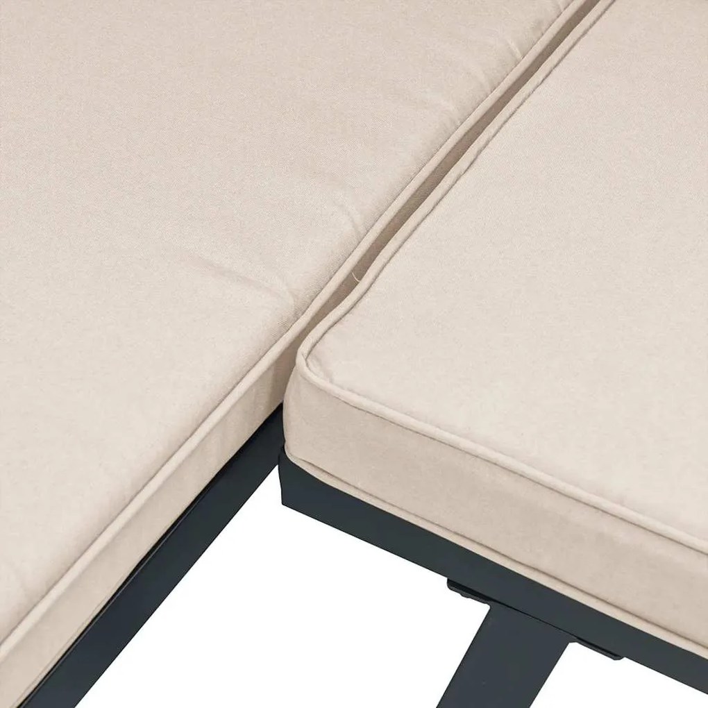 5 részes fekete porszórt acél kerti kanapészett párnával