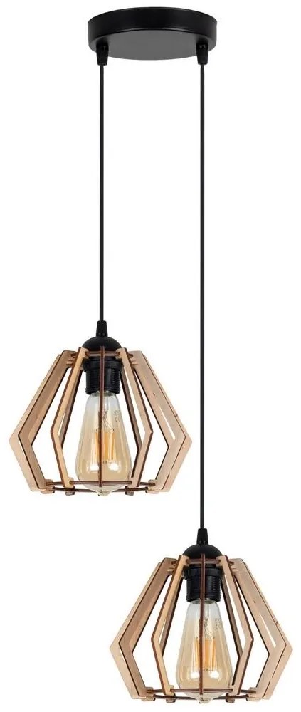 Csillár zsinóron BERGO 2xE27/60W/230V fekete