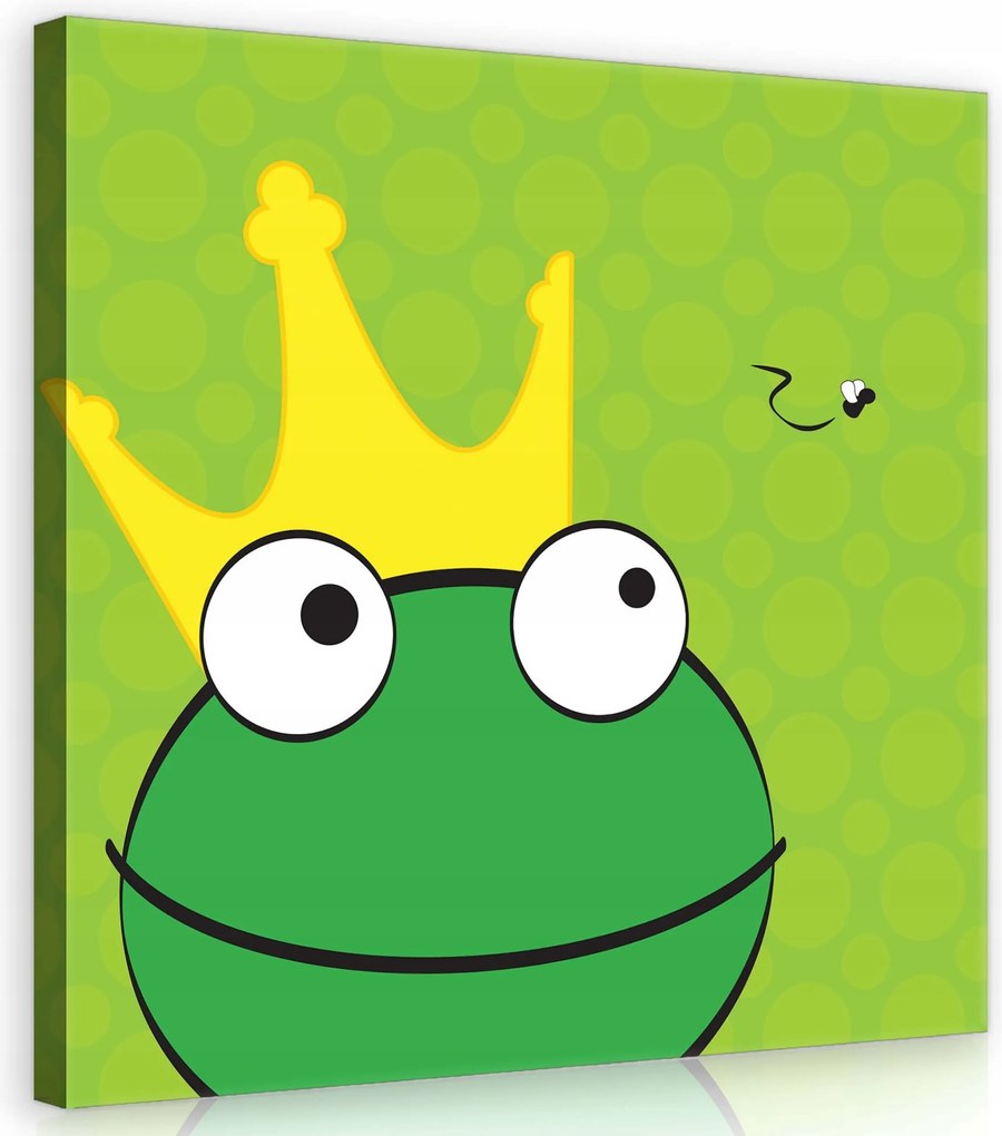 Vászonkép 80x80 Béka herceg korona légy vidám kép illusztráció gyerekeknek
