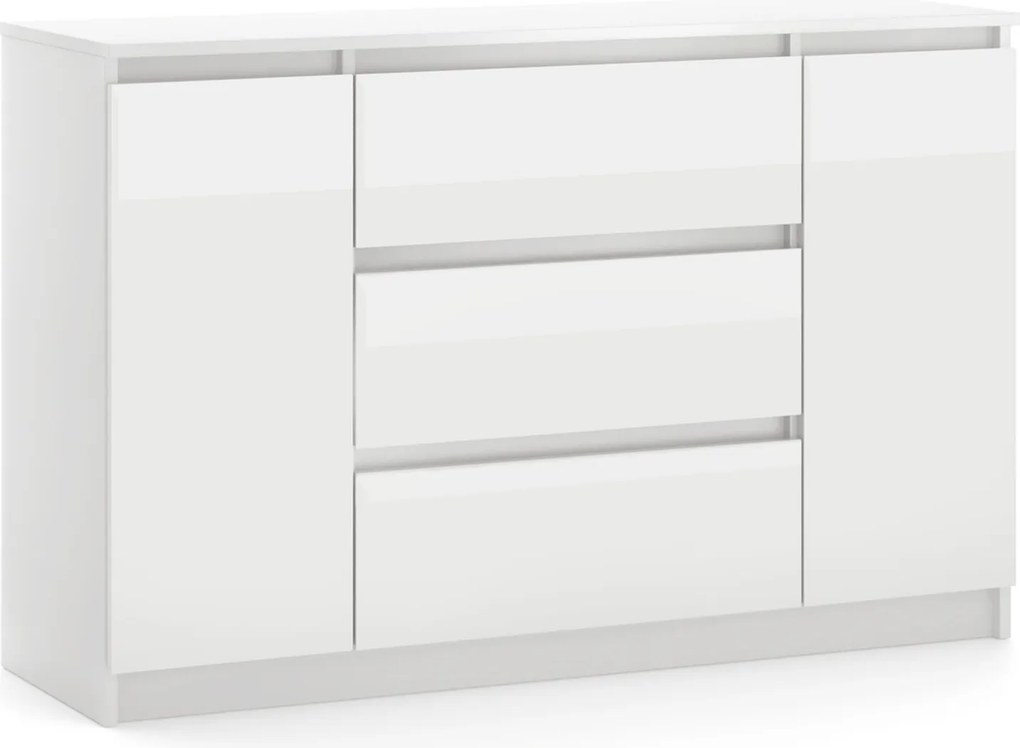 SIMPLE komoda 120 2D3S biały/biały połysk