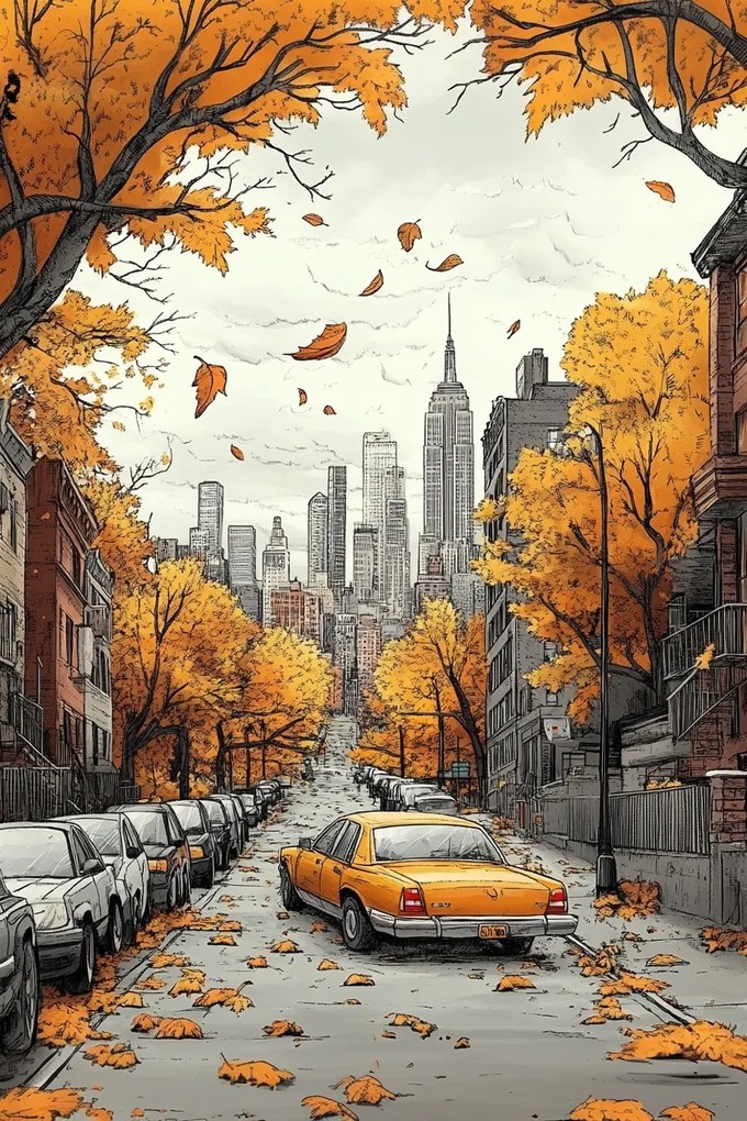 Canvas Vászonkép New York Város Usa Manhattan Utca Ősz 80x120