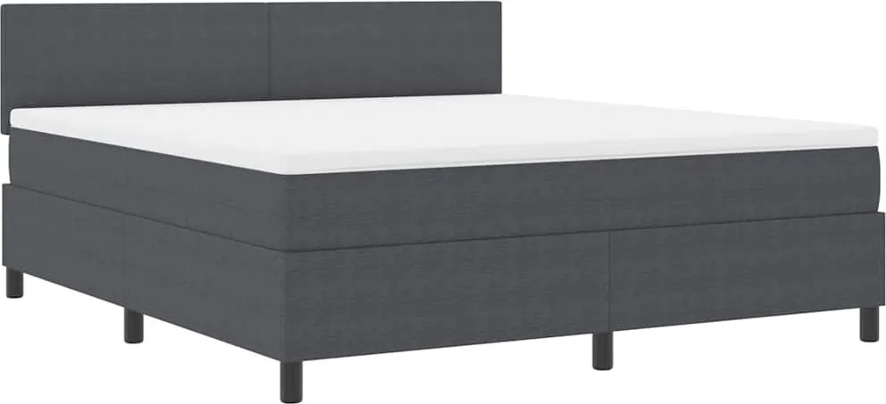vidaXL LED Box Spring Ágy Sötétszürke és Fehér 180 x 200 cm