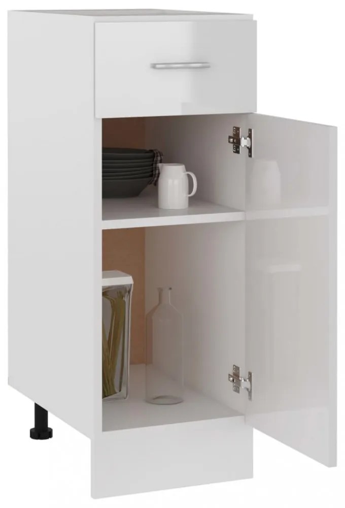 “Lyon” magasfényű fehér szerelt fa fiókos alsószekrény