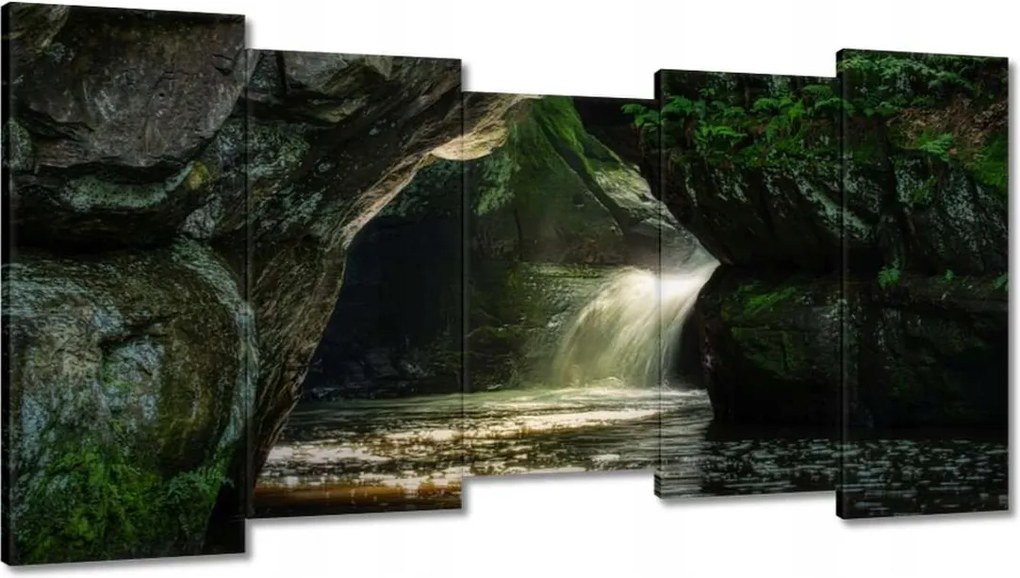 Vászonkép 150x80 Hegyek Sziklák Vízesés