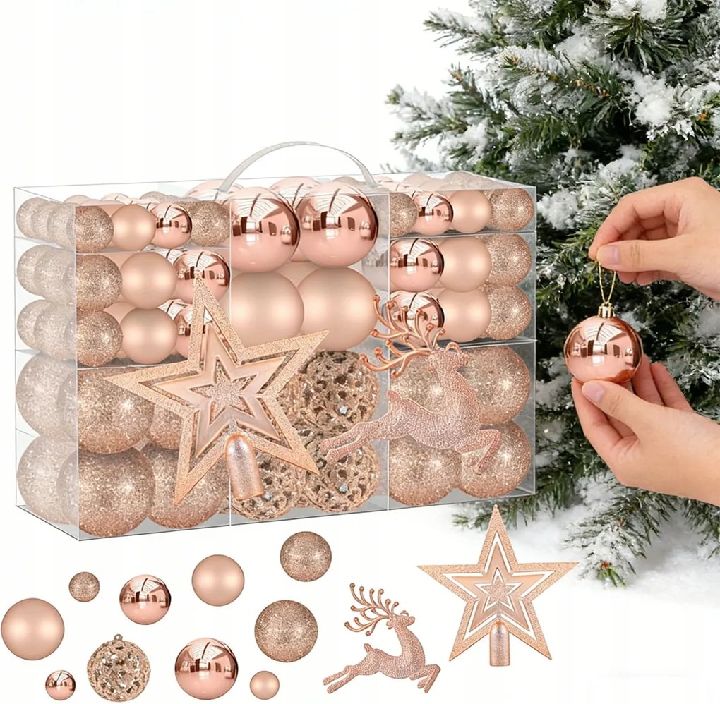 Karácsonyfadíszek Karácsonyfadísz Szett XXL Arany 102 Db Csillag