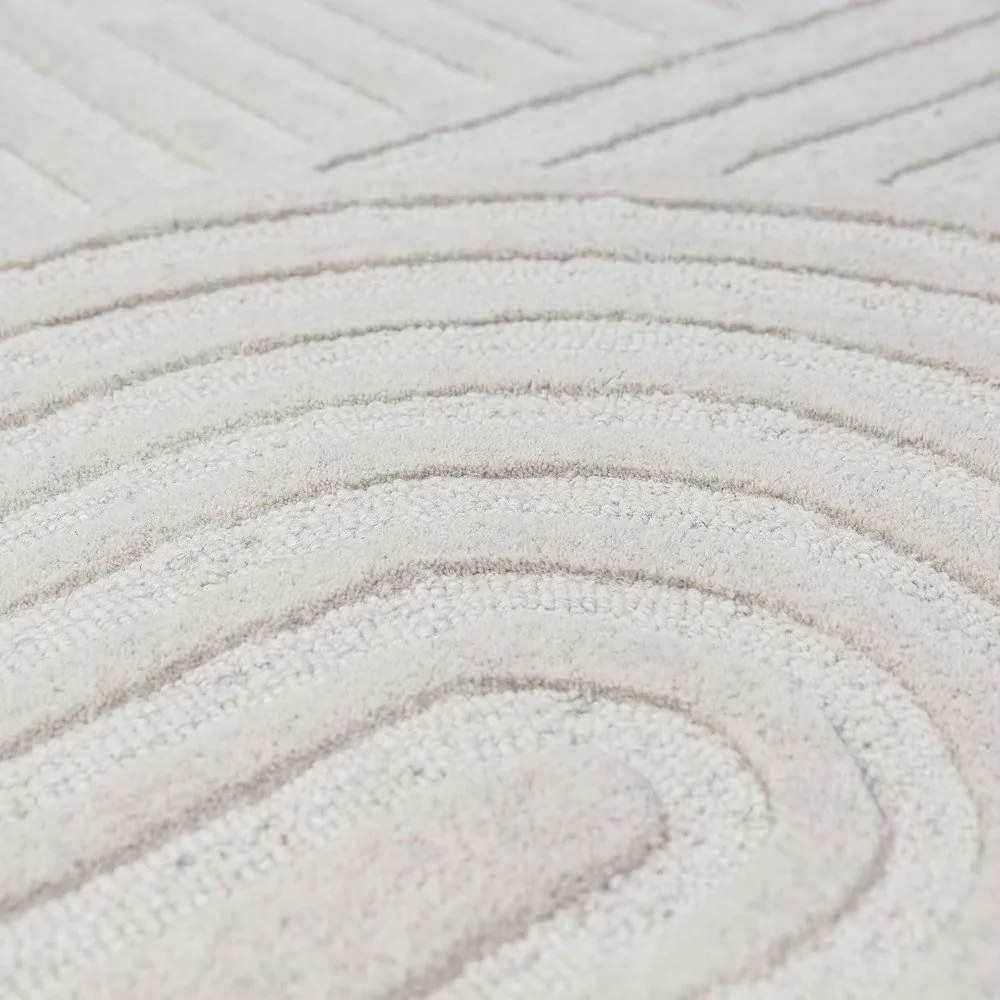 Elefántcsont színű kézi szövésű gyapjú kerek szőnyeg ø 160 cm Zen Garden – Flair Rugs