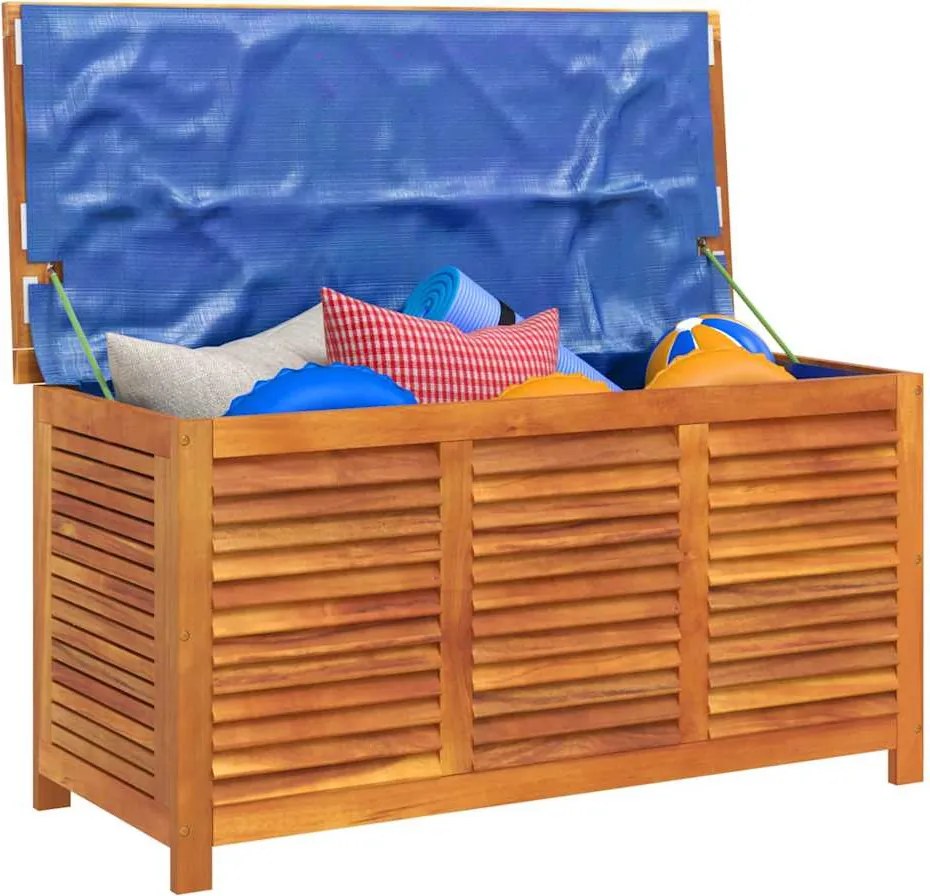 vidaXL tömör akácfa kerti tárolóláda zsaluval 113 x 50 x 56 cm