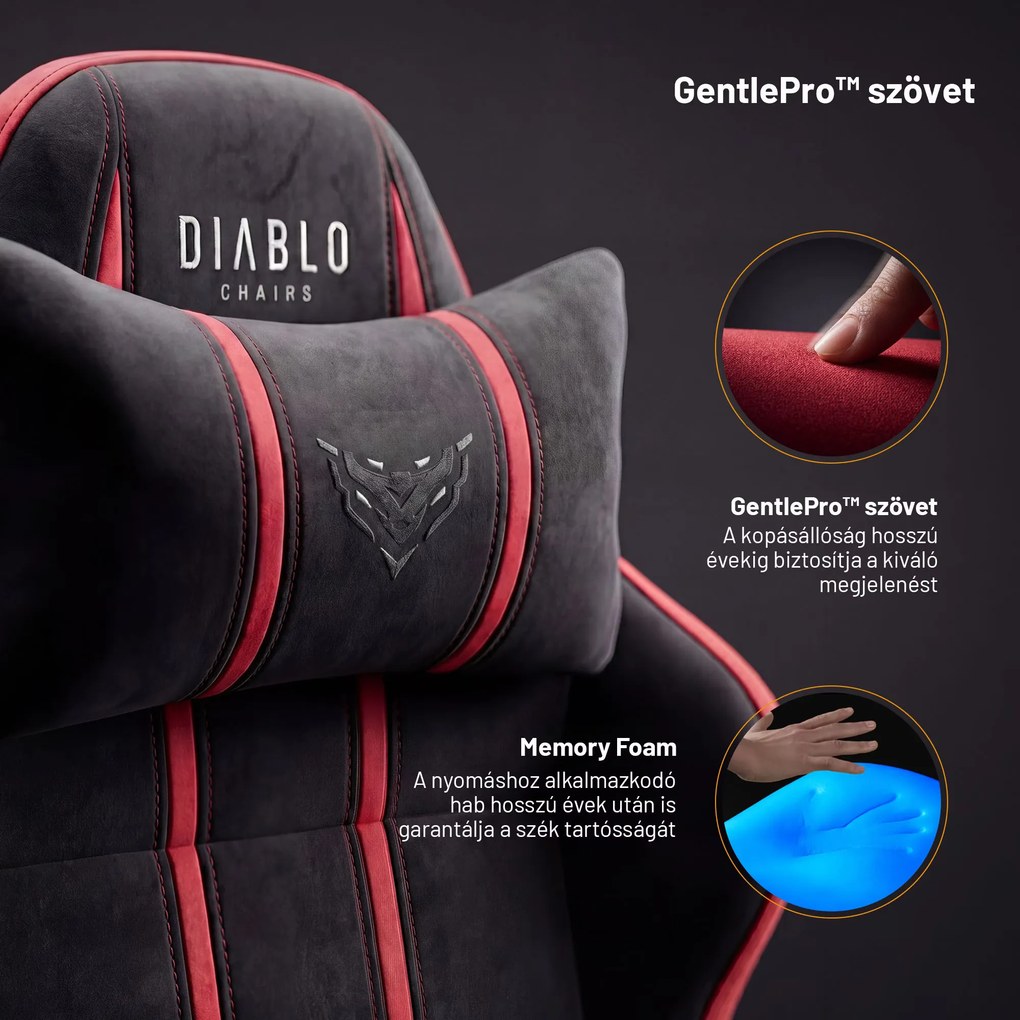Gamer szék szövet King Size, fekete-piros: Diablo X-One 2.0 Bloody Mary