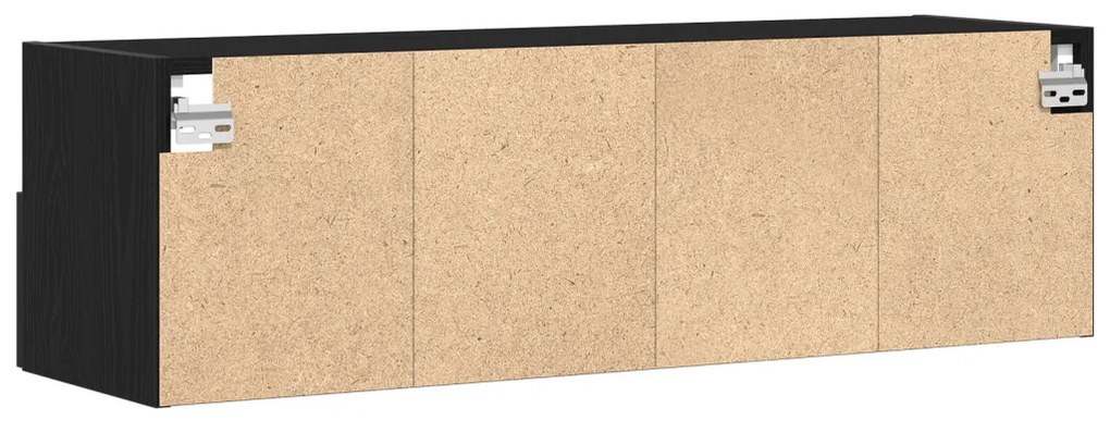 TV Faliszekrények 2 db Fekete Tömörfa 100x30x30 cm Mérnöki Fa
