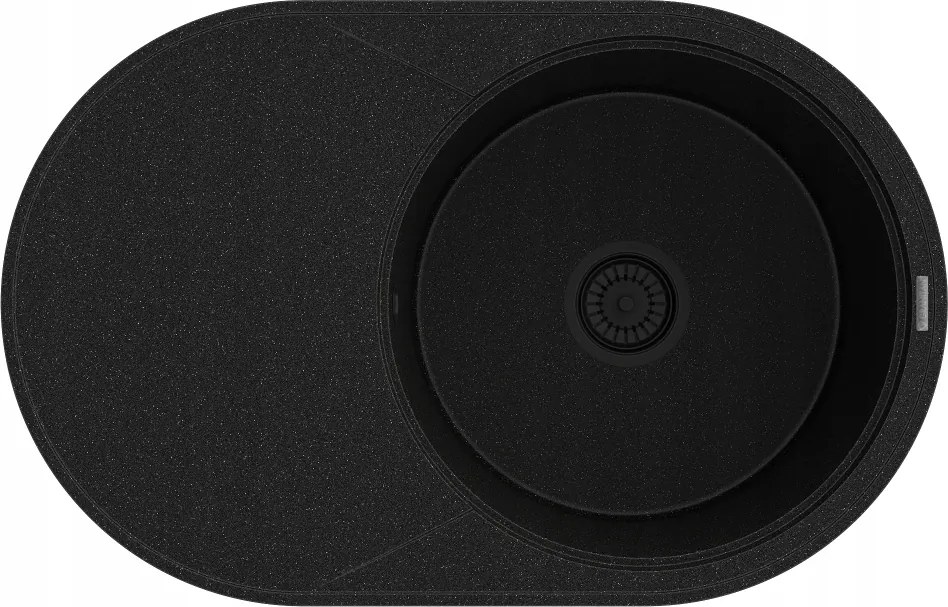 Kerek Konyhai Gránit Mosogató 1 Kamrás Nagy Csepegtető Szifon Fekete Savio