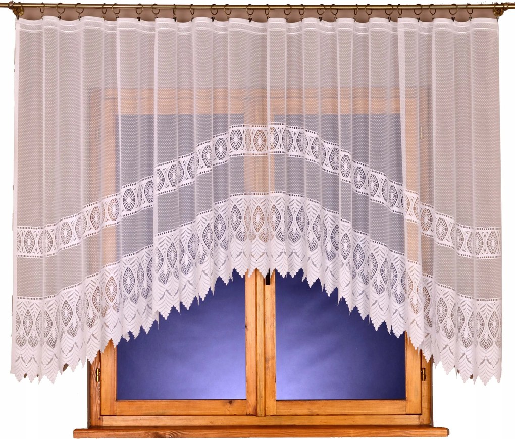 Mg Függöny jacquard 4047 Fehér 370X135 kész szalaggal