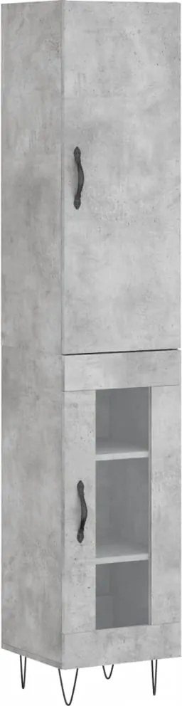 vidaXL betonszürke szerelt fa magasszekrény 34,5x34x180 cm