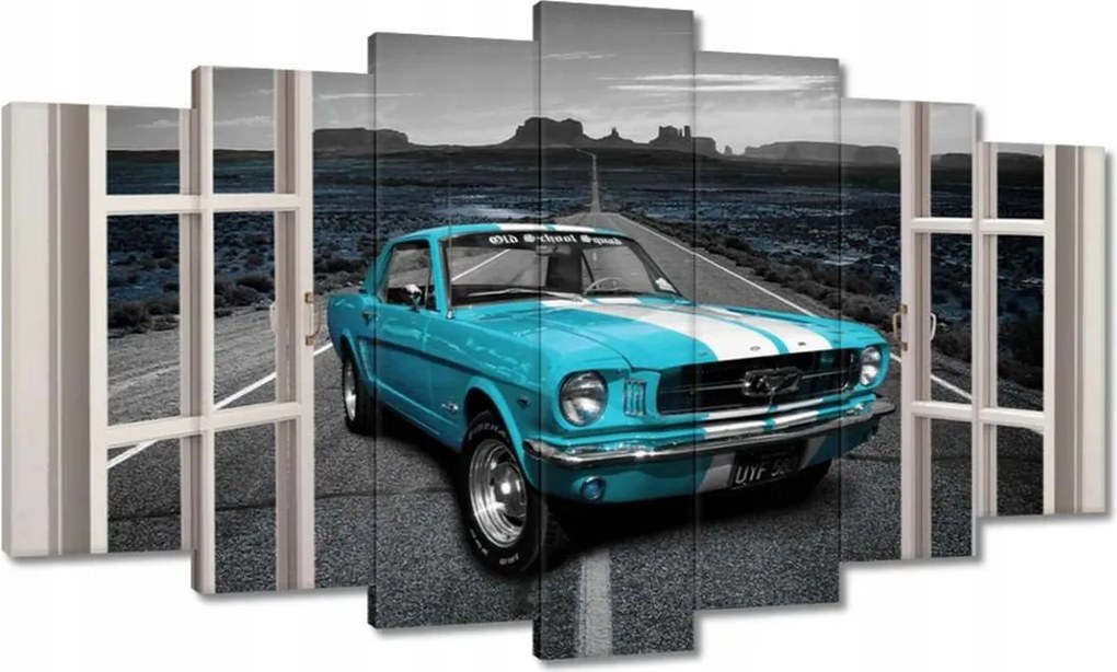 Vászonkép 140x80 Türkiz Mustang Ablak