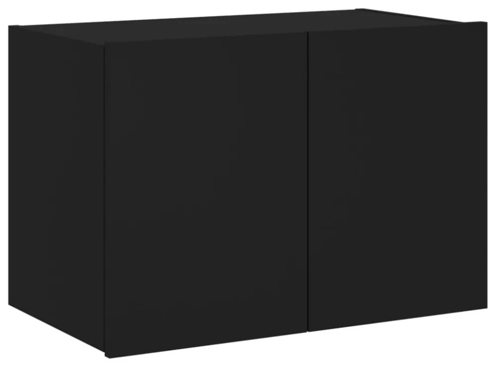 fekete fali TV-szekrény LED-világítással 60x35x41 cm
