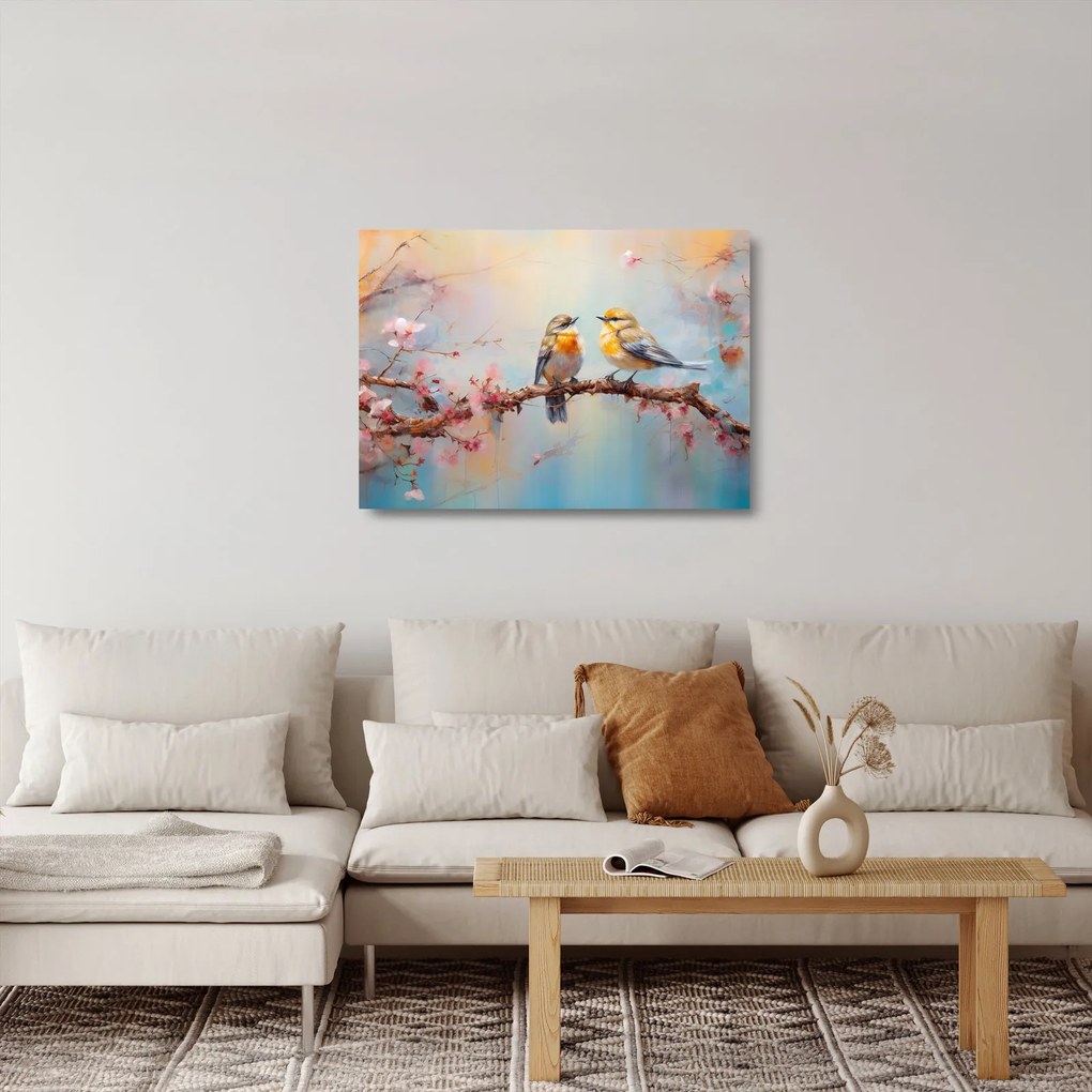 Üveg kép - Lovebirds (70x50 cm)