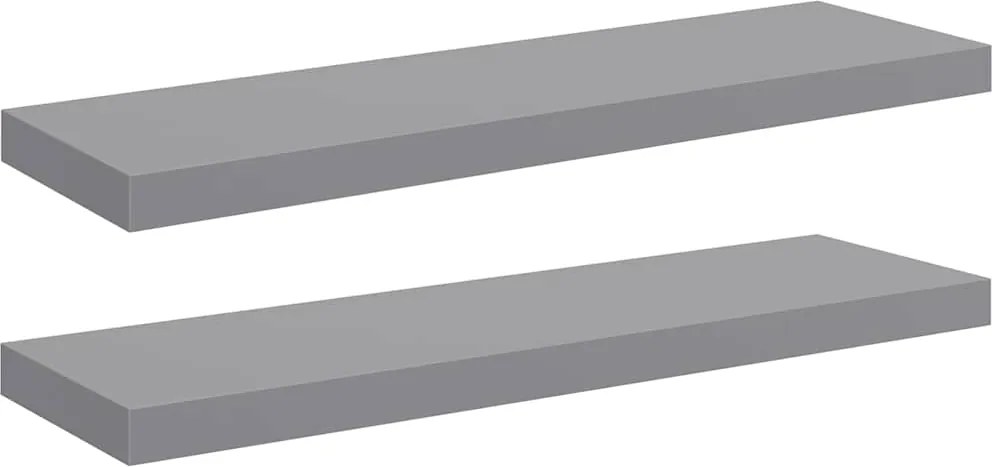 vidaXL 2 db szürke MDF lebegő fali polc 80 x 23,5 x 3,8 cm