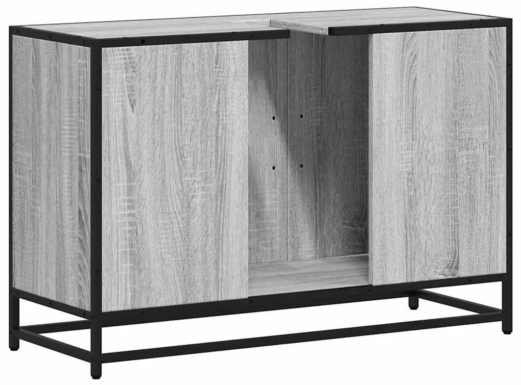 szürke sonoma szerelt fa fürdőszobai mosdószekrény 90x33x60 cm