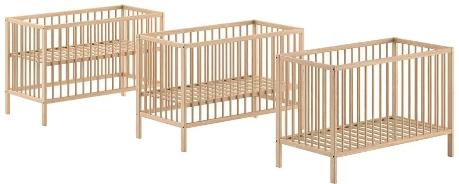 Natúr színű borovi fenyő babaágy 60x120 cm DINO – Vipack