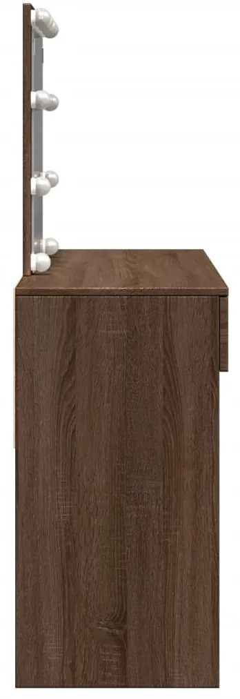 barna tölgy színű fésülködőasztal LED-del 100 x 40 x 130 cm