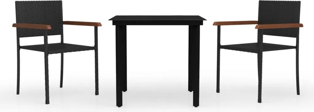 vidaXL 3 részes fekete kerti étkezőgarnitúra