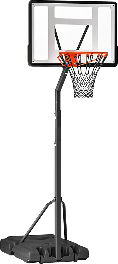 HOMCOM Állítható Kosárlabda Gyűrű Kerekes Töltőanyaggal Ellátott Alap 302-352 cm Magassággal Gyerekek és Felnőttek Számára Fekete | Aosom