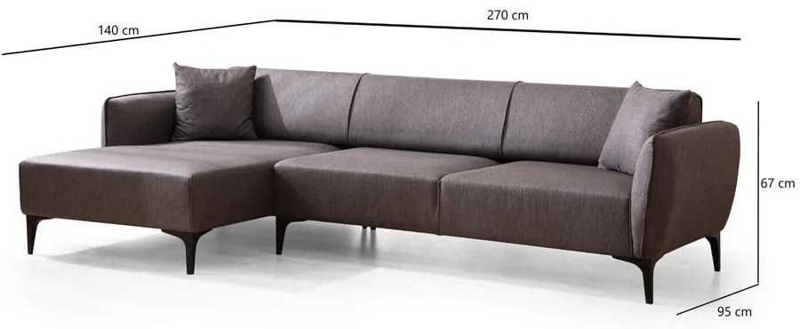 Belissimo sötétszürke sarokkanapé, bal oldali – Balcab Home
