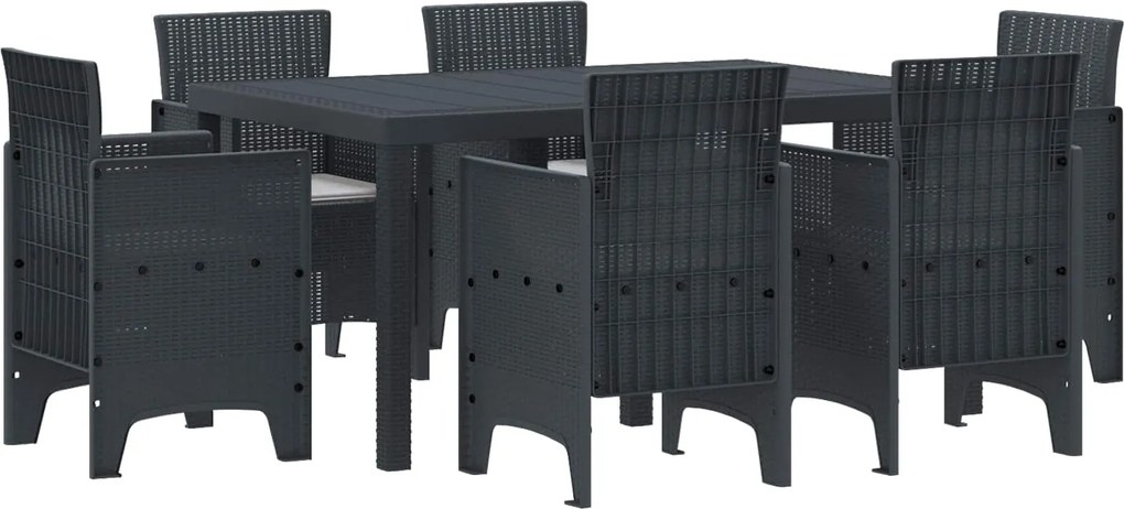 vidaXL Kert étkező szett 7 pcs Antracit Polt rattan