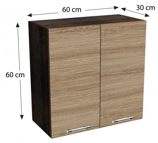 Salandra Elemes konyha kétajtós felsőszekrény sonoma 60 x 60 x 30 cm