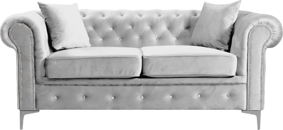 Kinyitható luxus 2-es ülés, világosszürke Velvet szövet, ROMANO