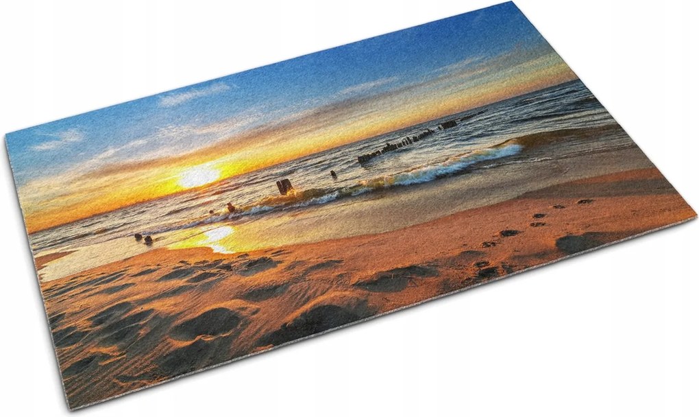 Lábtörlő nyomott mintával Tengerpart Naplemente 60x40