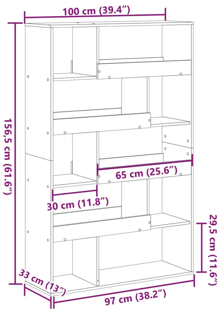 fekete szerelt fa térelválasztó 100 x 33 x 156,5 cm