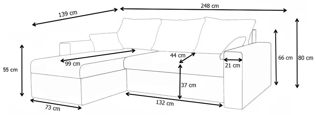 PAMELA ágyázható sarok ülőgarnitúra, 243x85x139, mikrofázis 20/05, bal