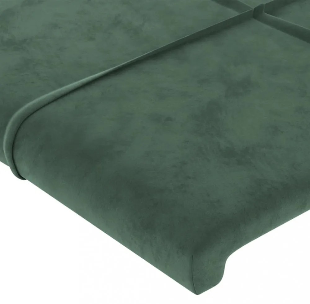 sötétzöld bársony LED-es fejtámla 103 x 16 x 78/88 cm
