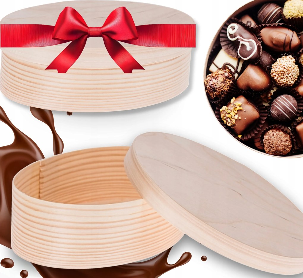 Fa Ajándékdoboz Csokoládé édesség Ajándék Ovális 14x9,5