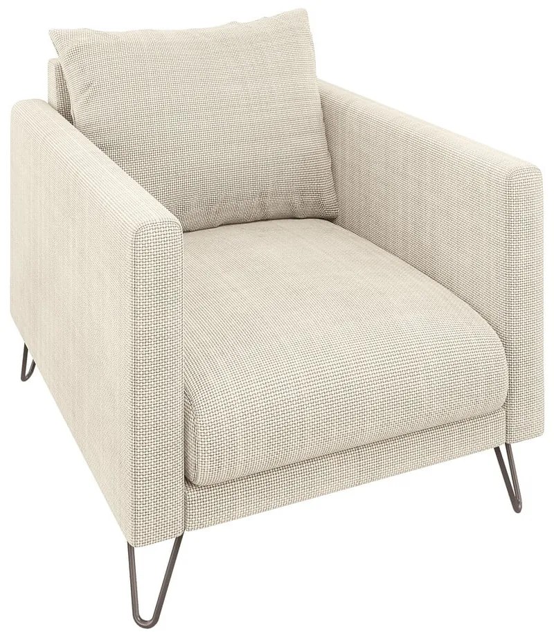 Krémszínű zsenília fotel Freya – Ropez