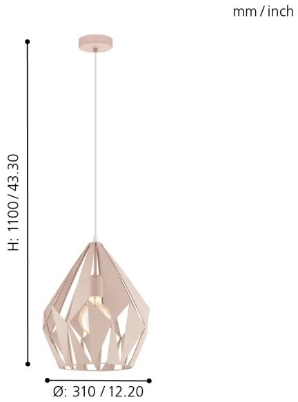 EGLO 49024 - Csillár zsinóron CARLTON-P 1xE27/60W/230V