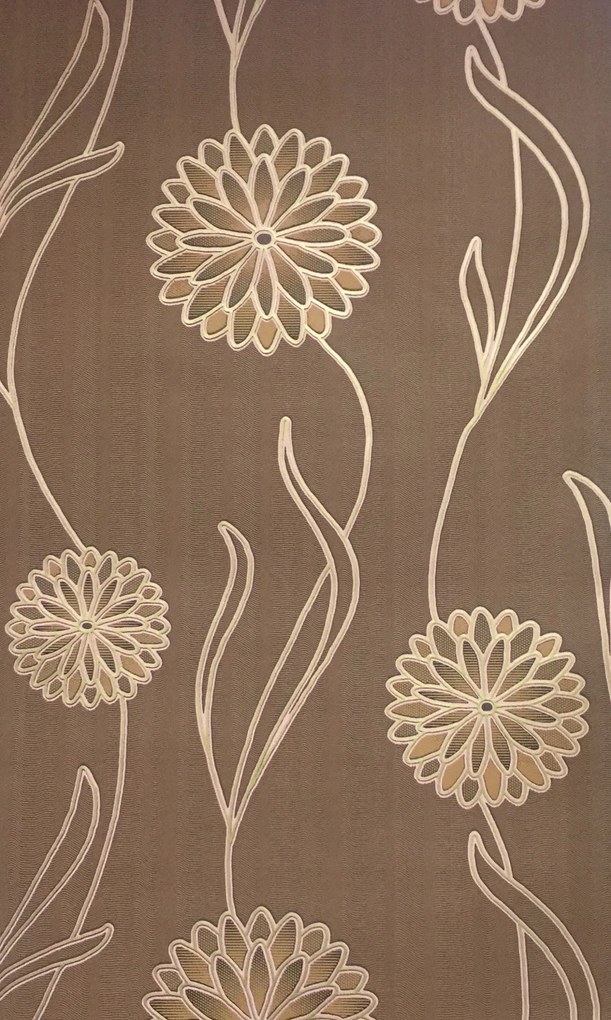 Virágos fali tapéta barna alapon 3650345