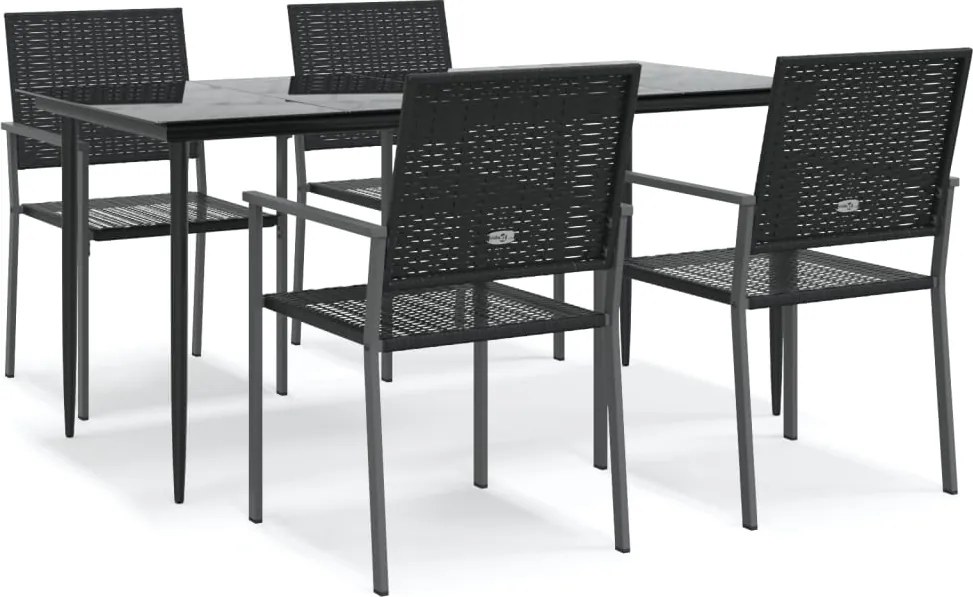 vidaXL 5 részes polyrattan és acél kerti étkezőgarnitúra