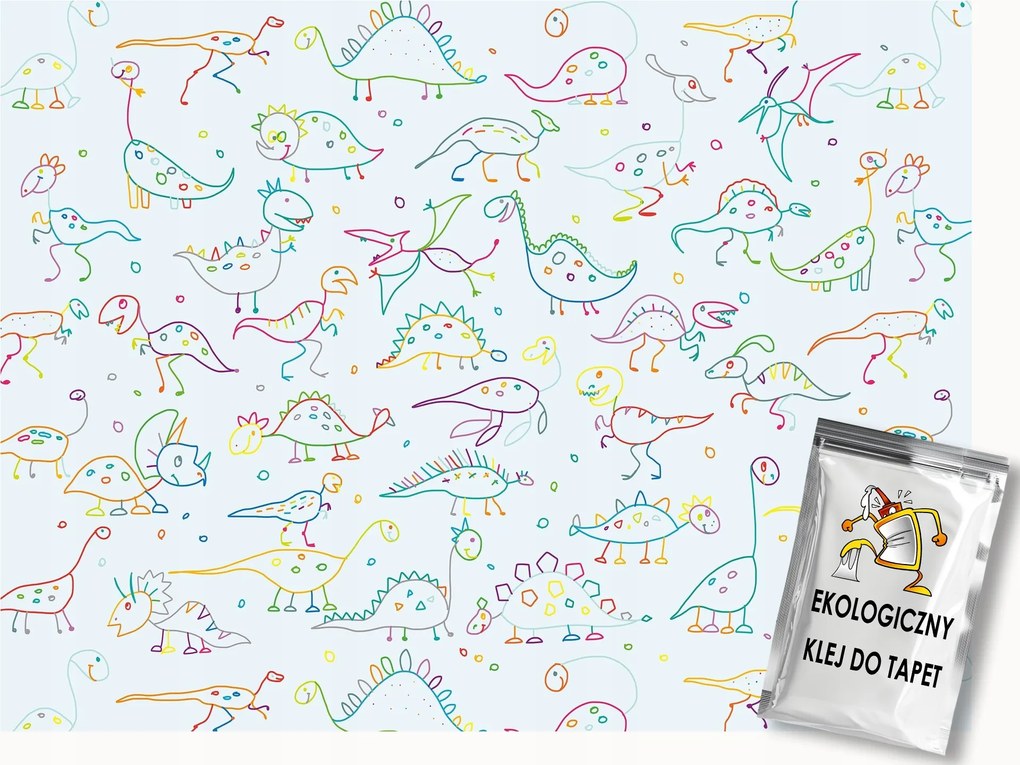 Fotótapéta Flizelina Gyerekek Rajz Dinoszauruszok Dinopark Doodle 100x75 ragasztó