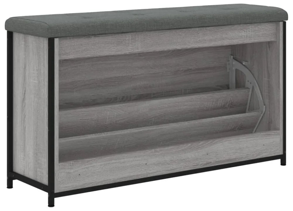szürke sonoma színű cipőpad lehajtható fiókkal 102 x 32 x 56 cm