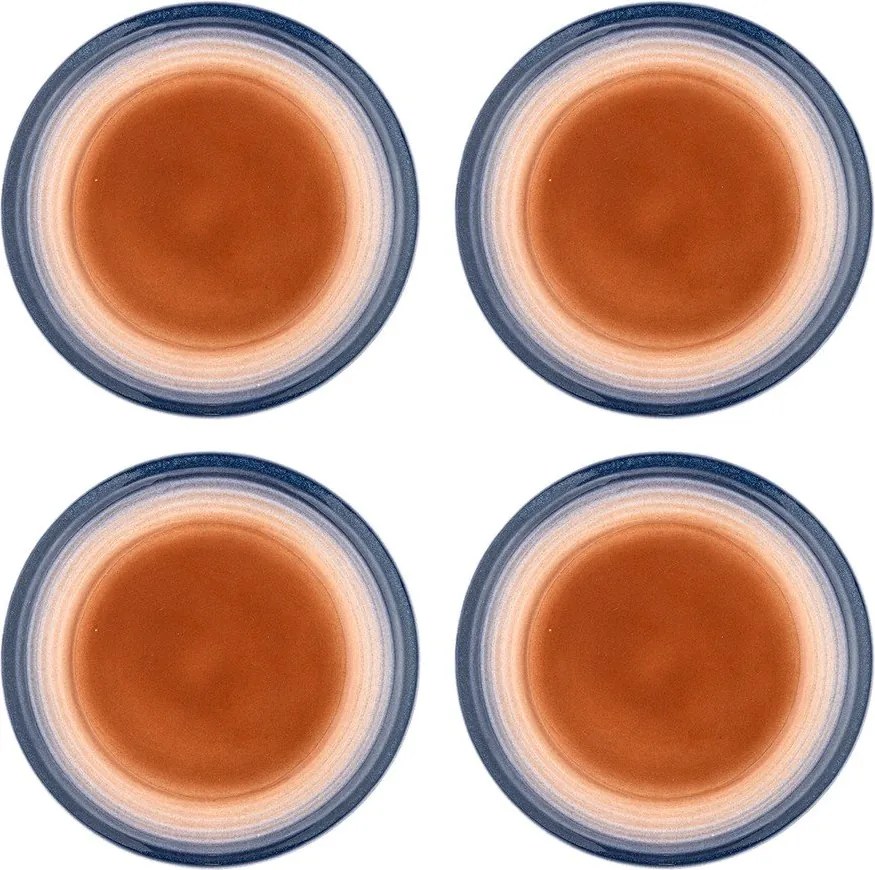Kék-narancssárga desszertes kőedény tányér készlet 4 db-os ø 20,5 cm Tatum – Bloomingville