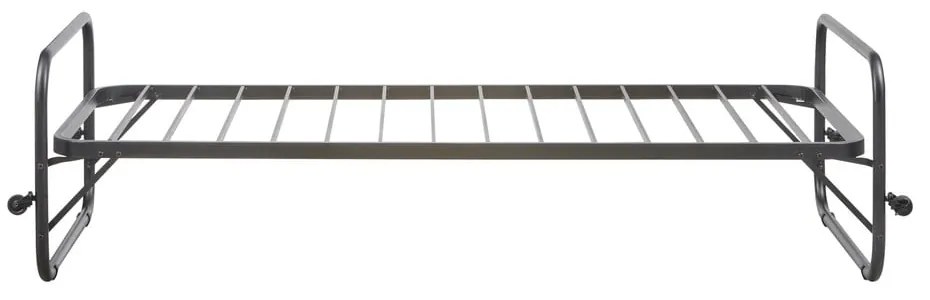 Fekete fém összecsukható egyszemélyes ágy ágyráccsal 90x200 cm Lucy – WOOOD