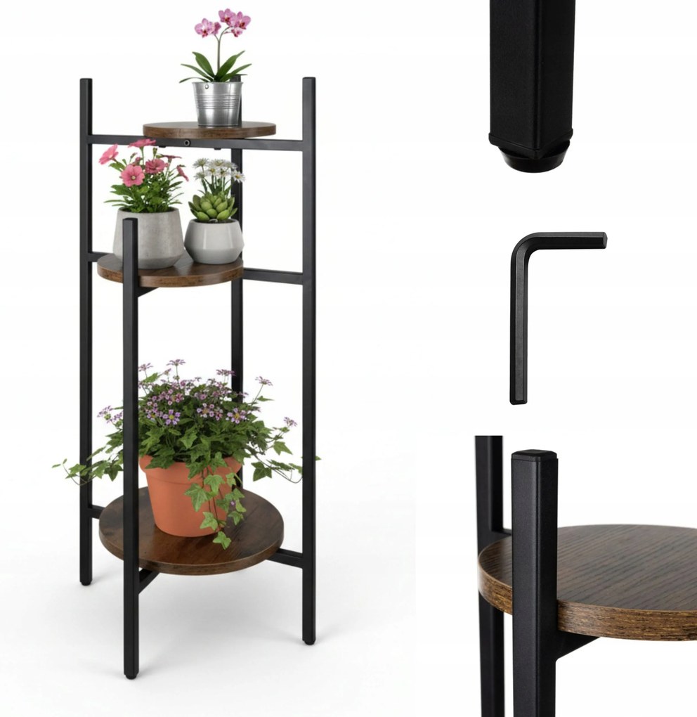 Loft álló virágágyás Magas 81cm Virágtartó állvány Polcok