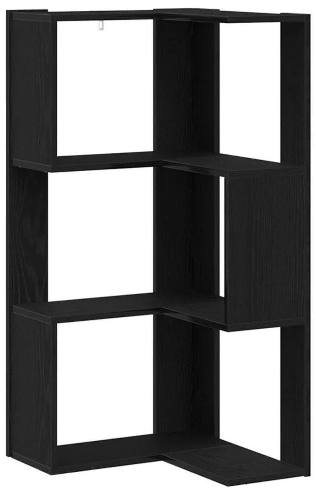3-szintes Sarok Könyvespolc Fekete Tölgy 50x50x102 cm Műgyanta